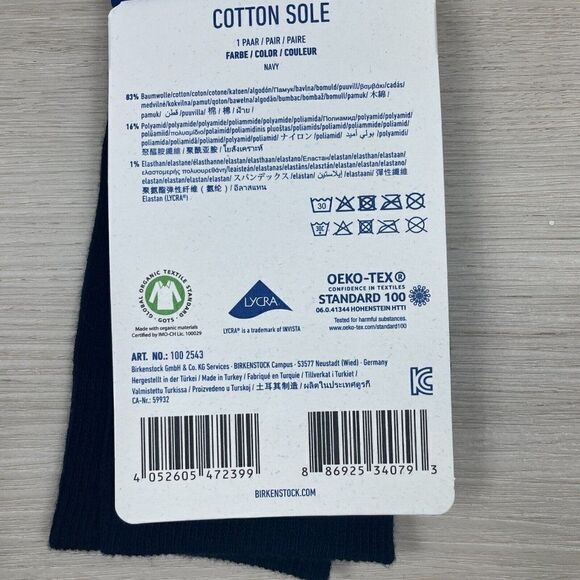 Birkenstock Cotton Sole Socks Mens 12-14 Dark Navy Blue - Picture 3 of 3